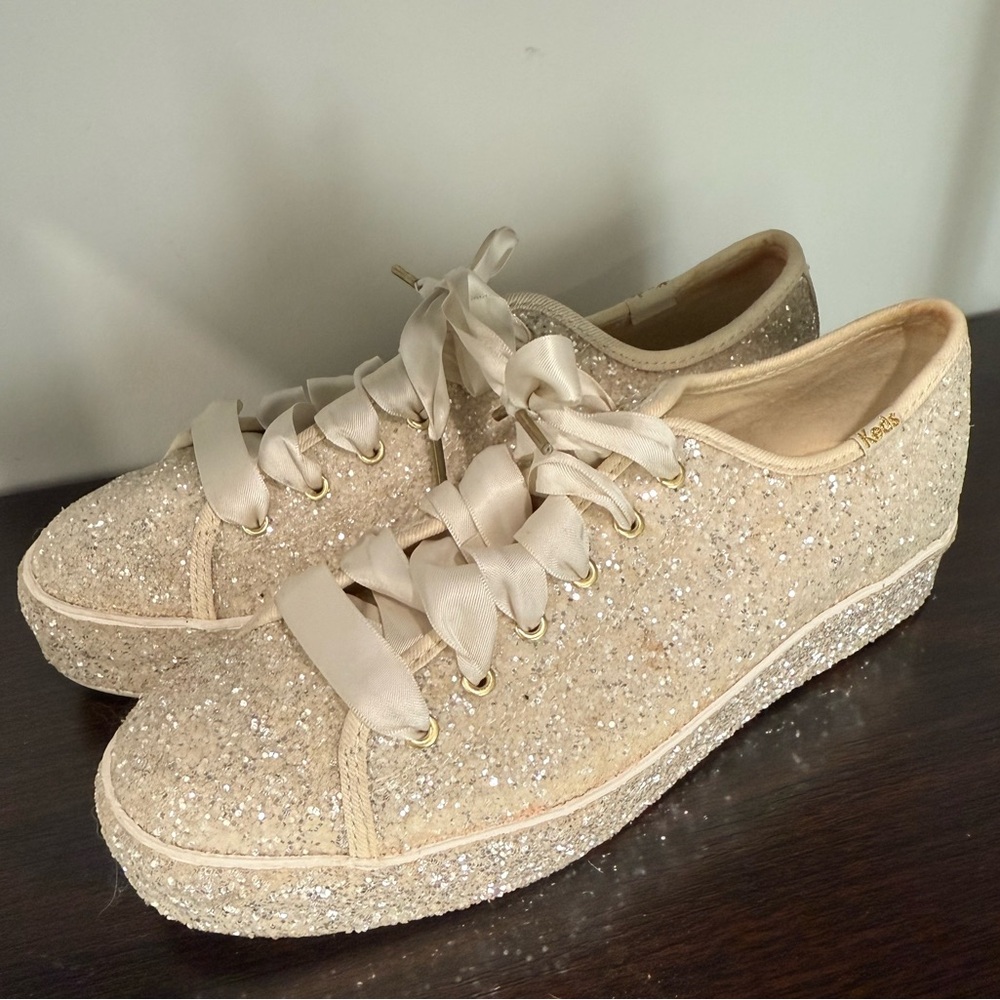 Kate Spade Glittery Cream Sneakers